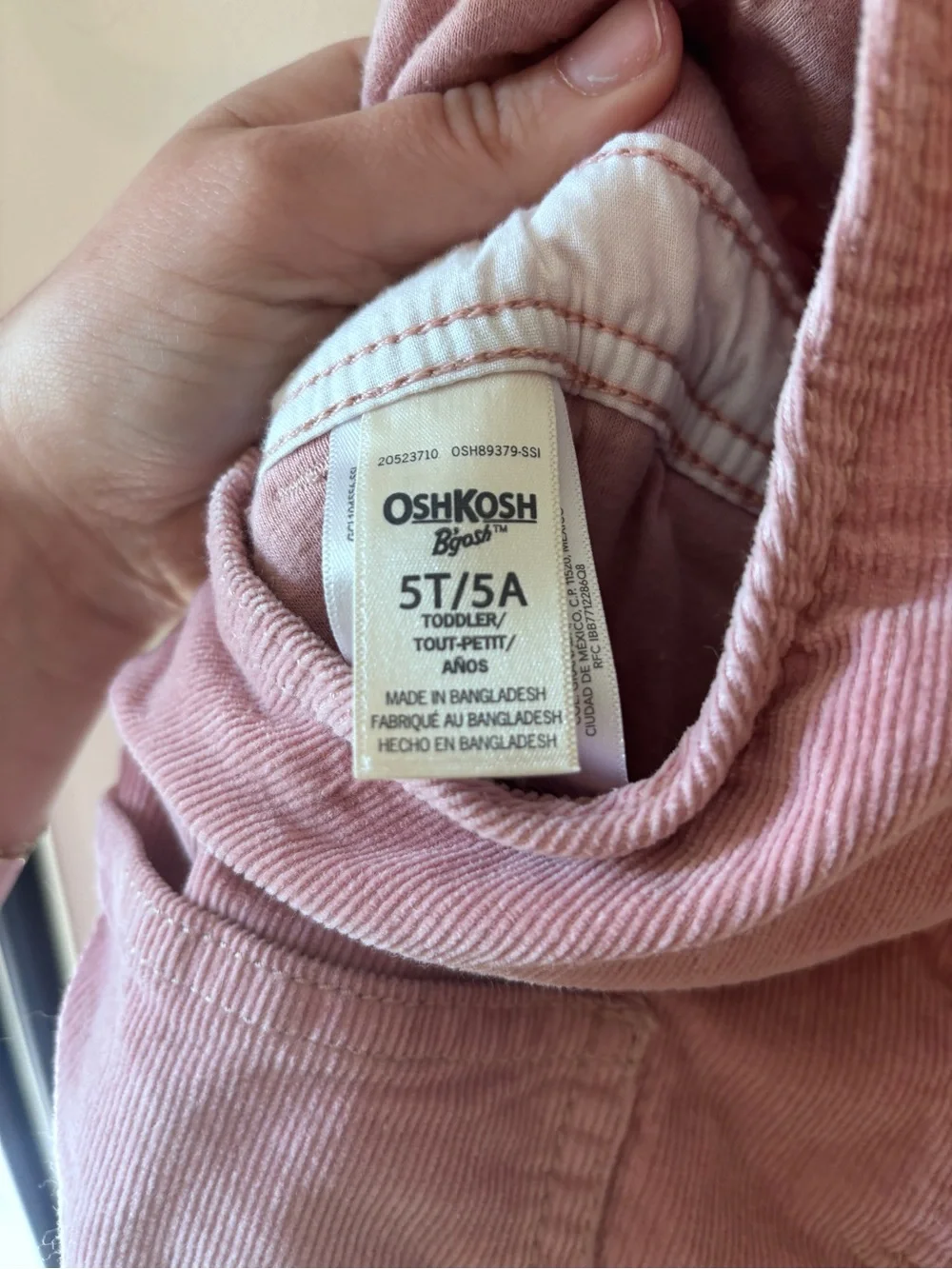 OshKosh B'gosh Mauve Corduroy Kids Overalls